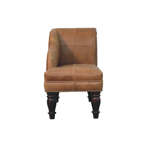 Solid Mango Wood Brown Leather Heritage Chaise - Image 10