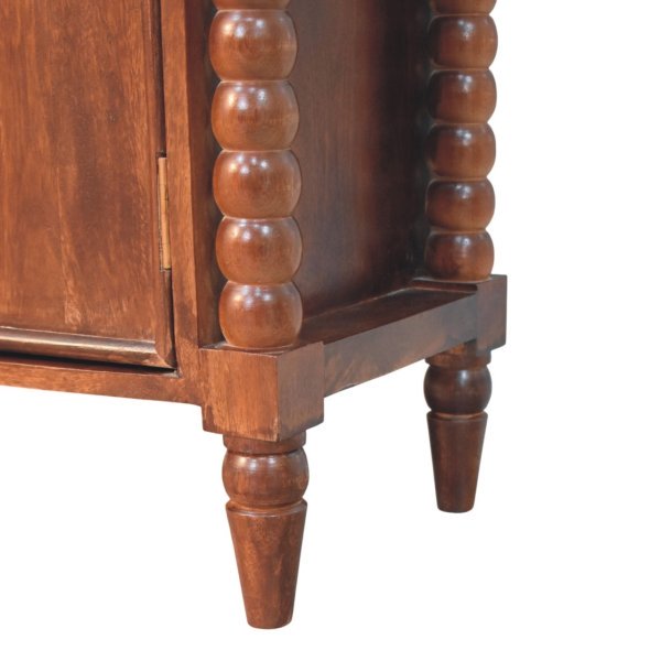 Solid Mango Wood Wine Wood Finished Spindle Heritage 2 Door Cabinet - Image 9