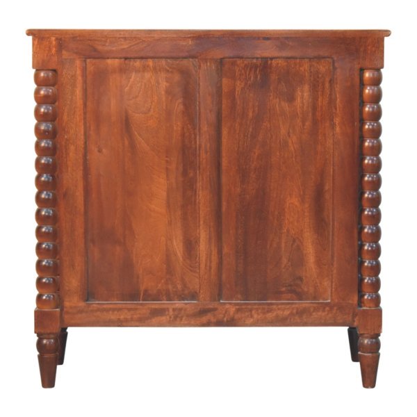 Solid Mango Wood Wine Wood Finished Spindle Heritage 2 Door Cabinet - Image 2