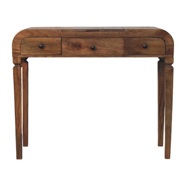 Golden Teak Curved Dressing Table