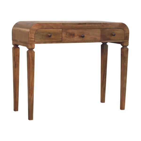 Golden Teak Curved Dressing Table - Image 3