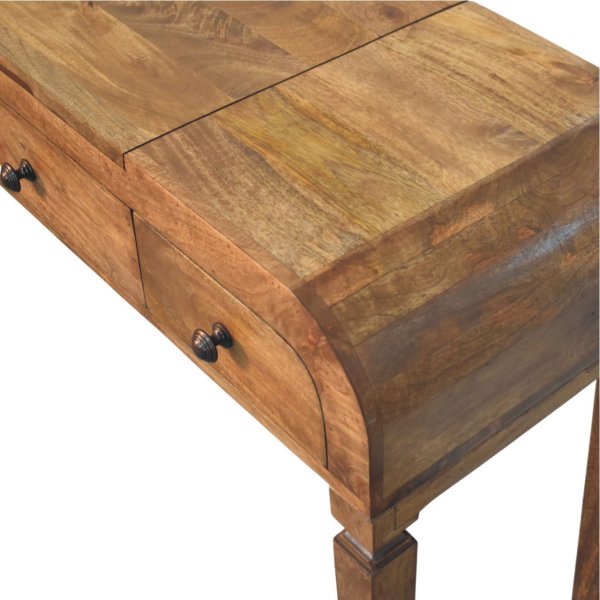 Golden Teak Curved Dressing Table - Image 4