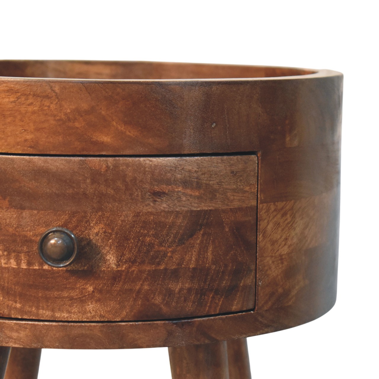 Solid Mango Wood Roasted Almond Finished Halo 1 Drawer Side Table - Image 6