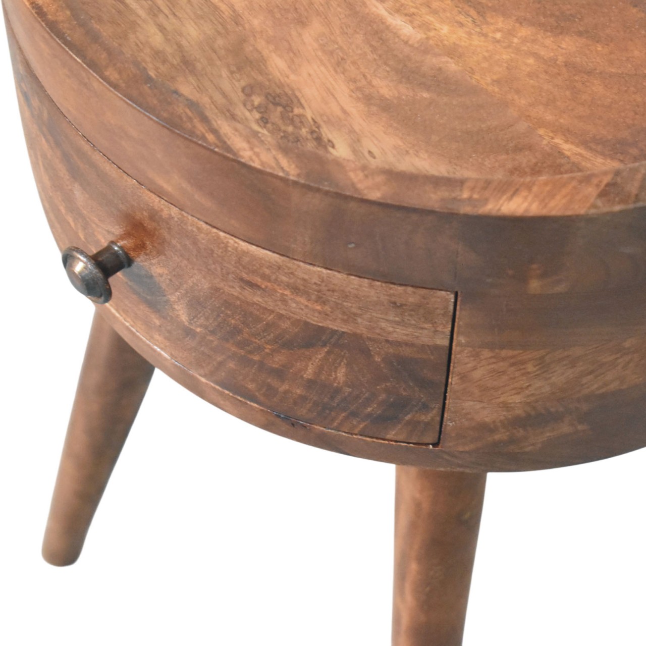 Solid Mango Wood Roasted Almond Finished Halo 1 Drawer Side Table - Image 8