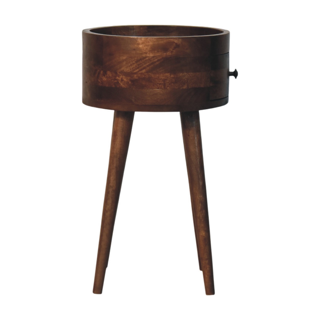 Solid Mango Wood Roasted Almond Finished Halo 1 Drawer Side Table - Image 10