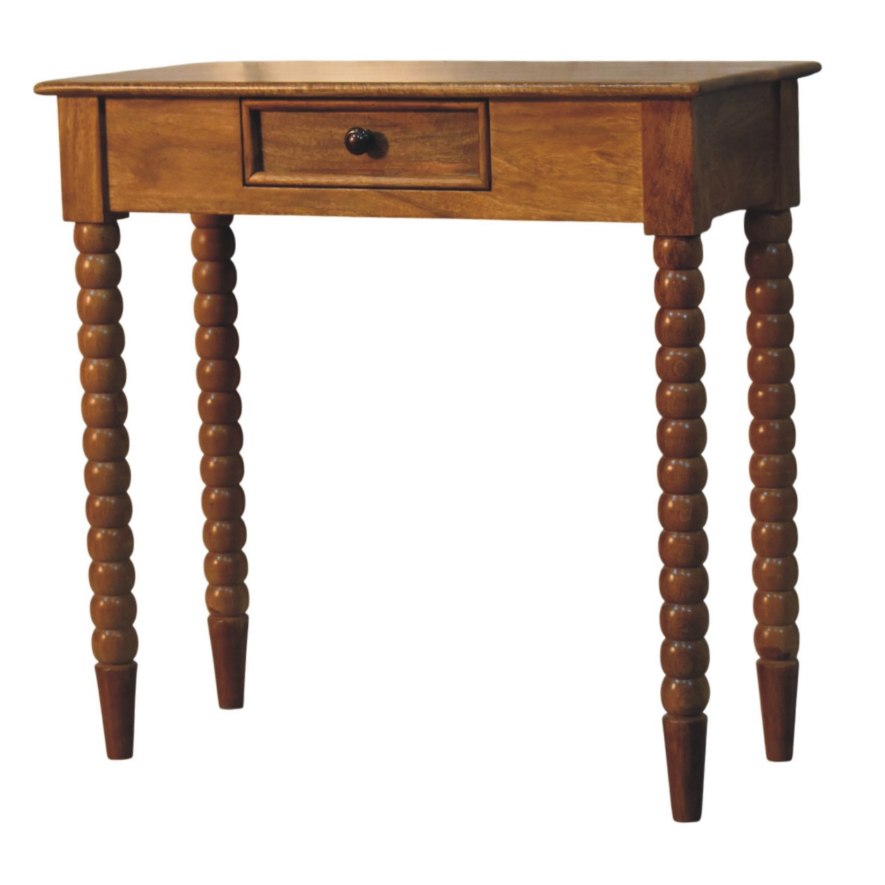 Solid Mango Wood Amber Oak Finished 1 Drawer Spindle Console Table - Image 5