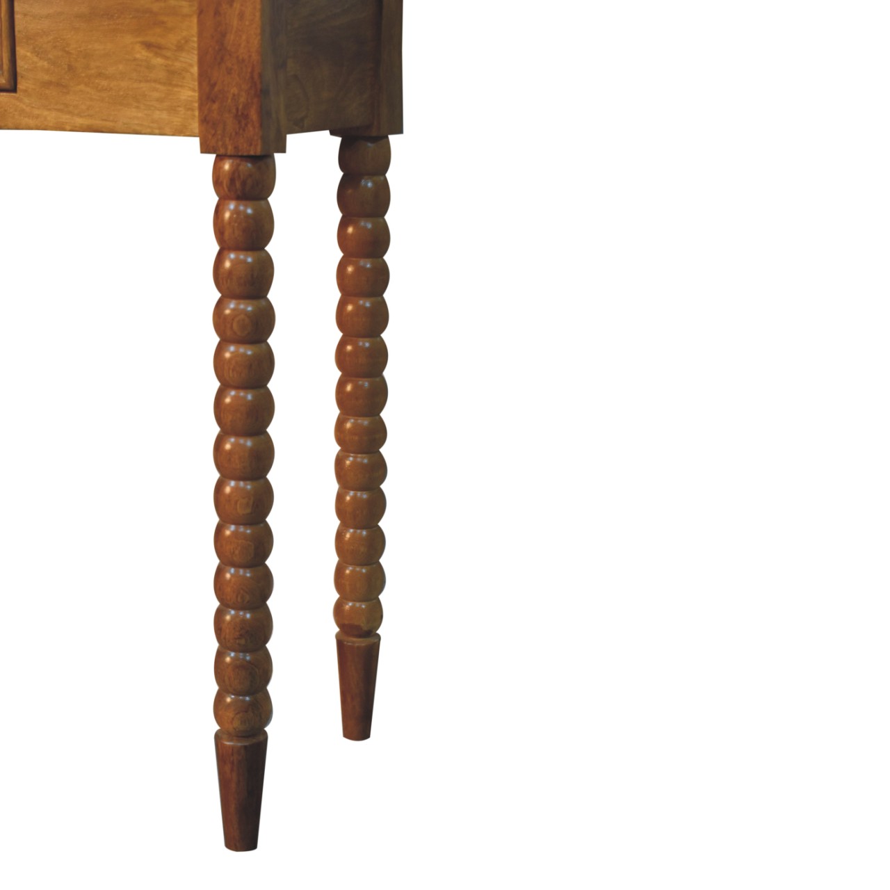 Solid Mango Wood Amber Oak Finished 1 Drawer Spindle Console Table - Image 10