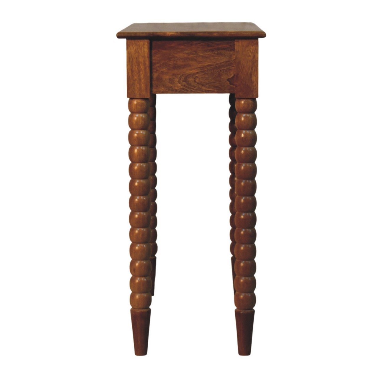 Solid Mango Wood Amber Oak Finished 1 Drawer Spindle Console Table - Image 11