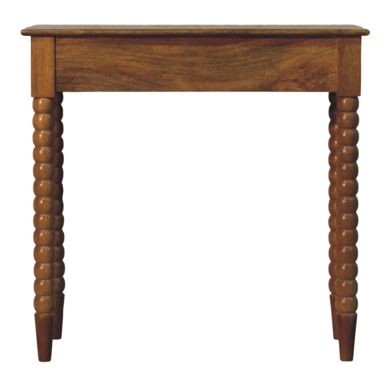 Solid Mango Wood Amber Oak Finished 1 Drawer Spindle Console Table - Image 2