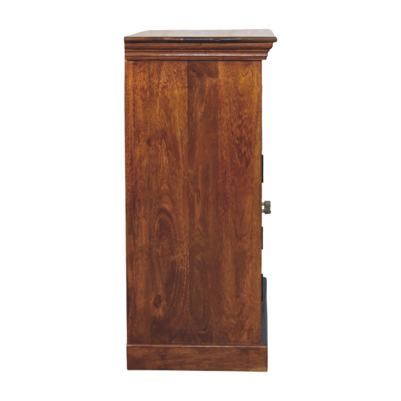 Solid Mango Wood Amber Oak Finished Heritage Carved 2 Drawer 2 Door Cabinet - Image 11