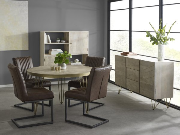 Light Gold Round Dining Table - Image 8
