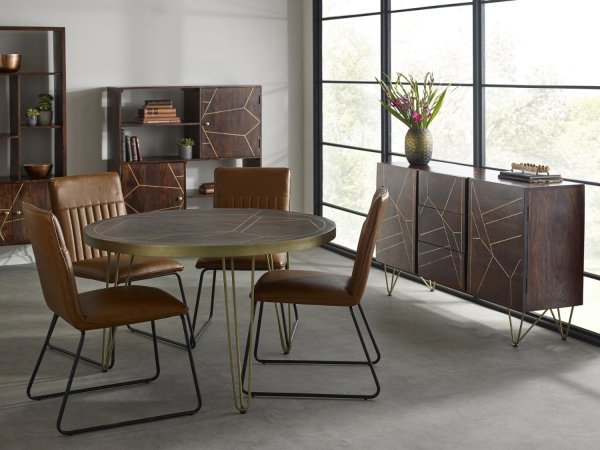 Dark Gold Round Dining Table - Image 7