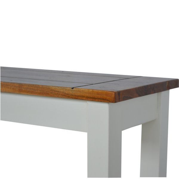 Solid Mango Wood Honey Caramel Acacia Top & Hand Painted Finish Hallway Bench - Image 7