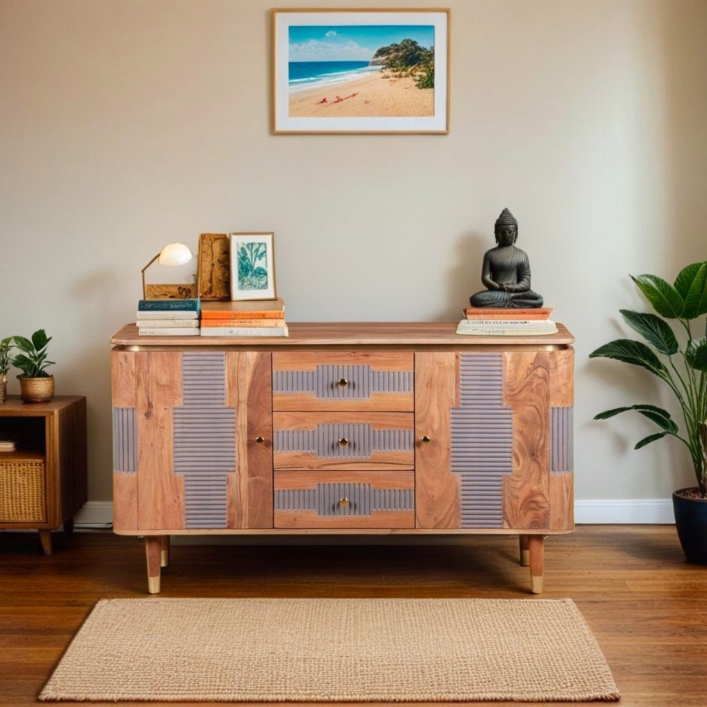 Wilton Acacia Wood 2 Doors 3 Drawers Sideboard - Image 6
