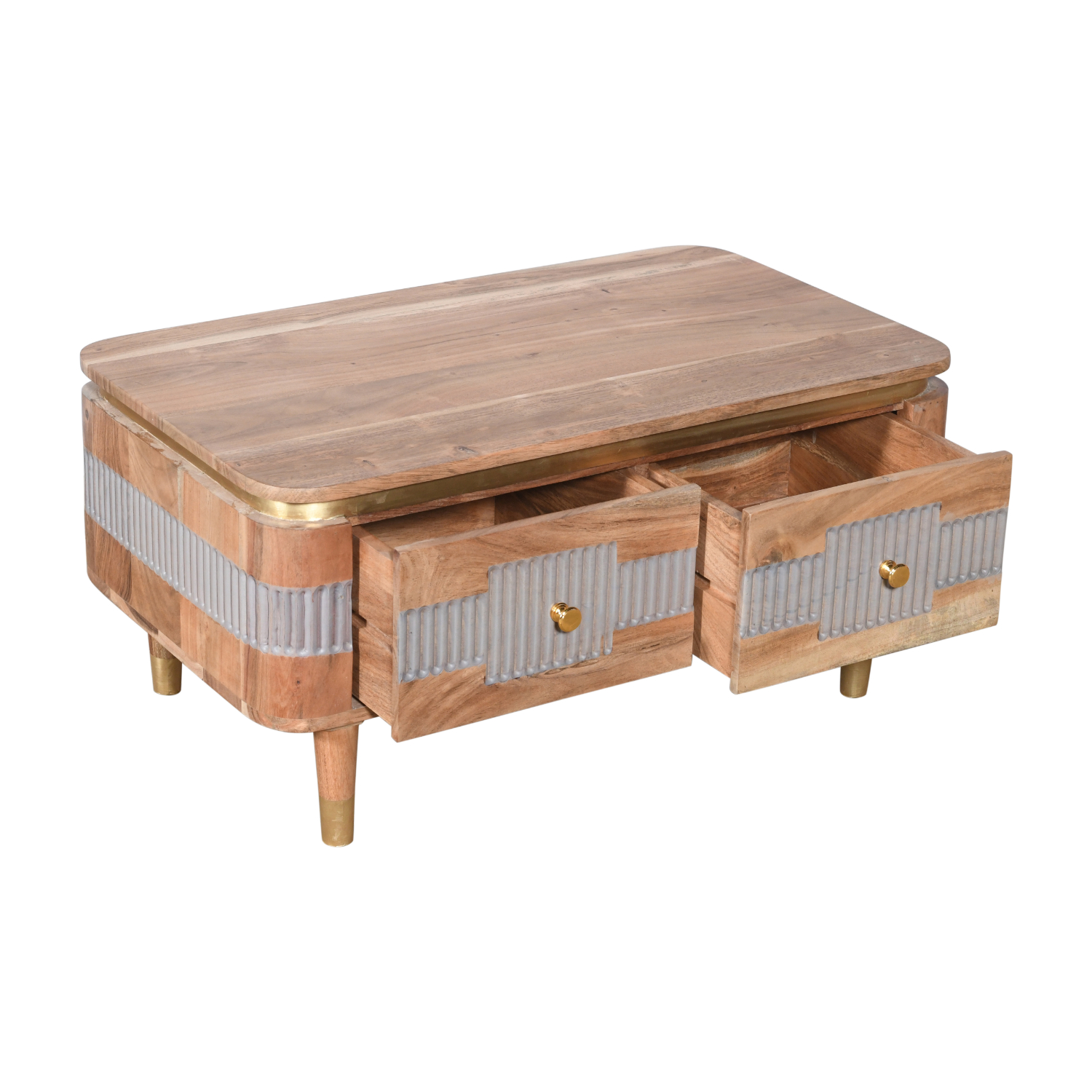 Wilton Acacia Wood 2 Drawers Coffee Table - Image 2