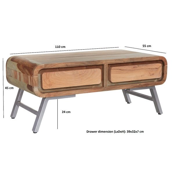 Aspen Coffee Table 2 Drawer - Image 2
