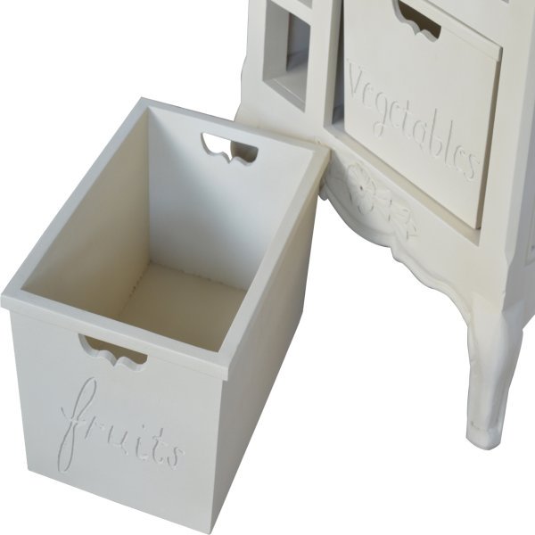 Solid Mango Wood Oak Finished Hand Painted Cream2 Drawer French Style Cabinet - Image 7