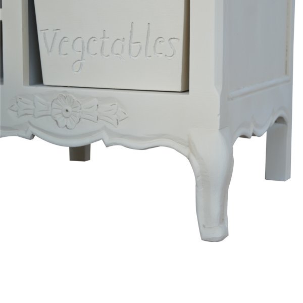 Solid Mango Wood Oak Finished Hand Painted Cream2 Drawer French Style Cabinet - Image 5