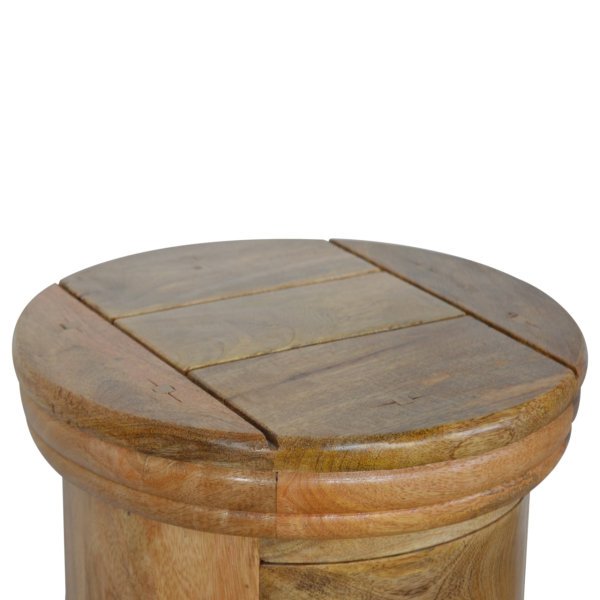 Solid Mango Wood Oak Finished Five Drawer Round Chest - Image 5