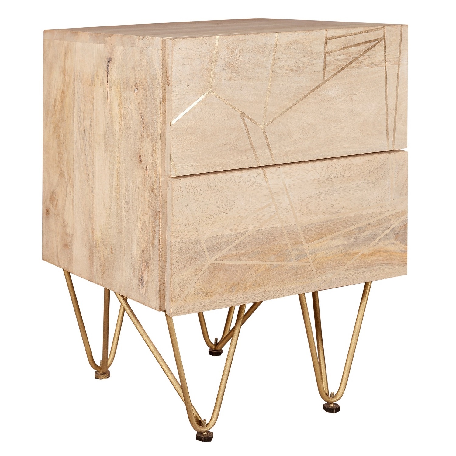 Light Gold 2 Drawer Side Table - Image 2