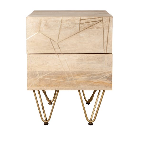 Light Gold 2 Drawer Side Table
