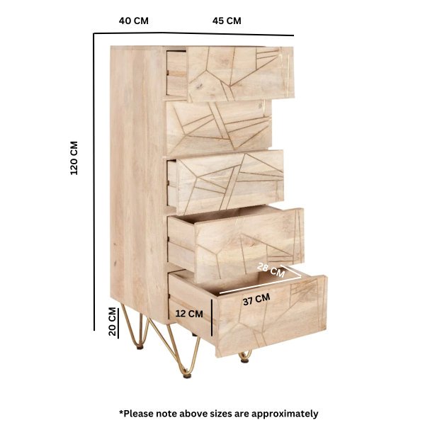 Light Gold Tall Chest of Drawers - Image 6