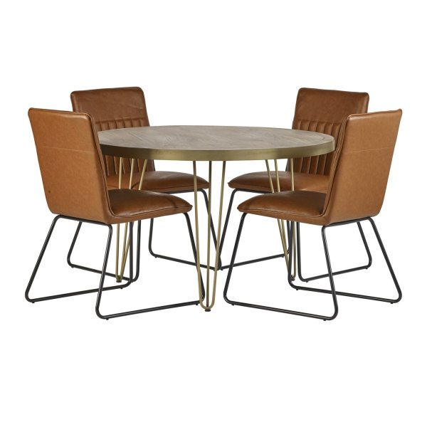 Light Gold Round Dining Table - Image 3
