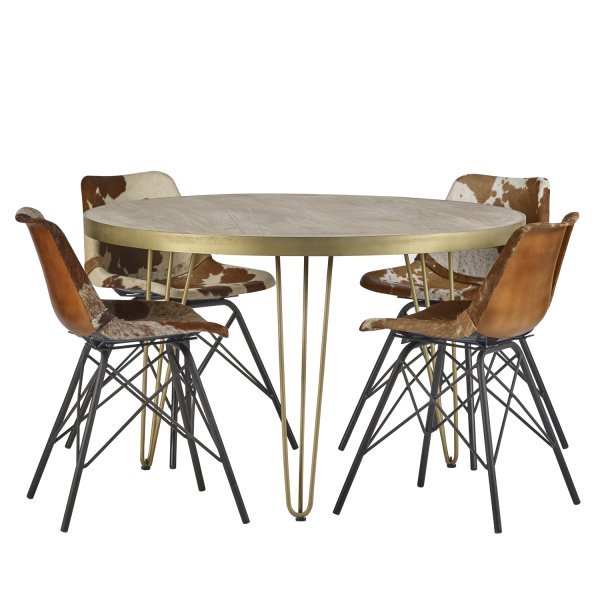 Light Gold Round Dining Table - Image 5