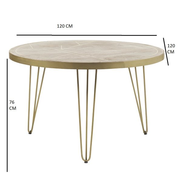 Light Gold Round Dining Table - Image 7
