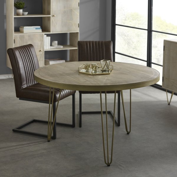 Light Gold Round Dining Table - Image 9
