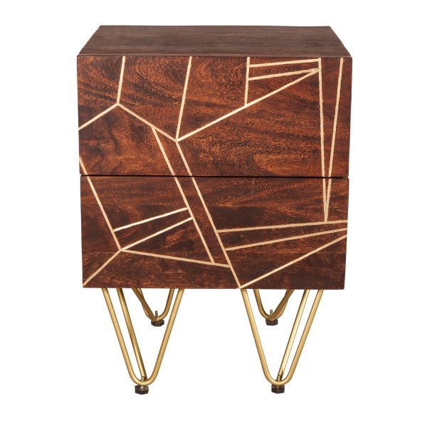 Dark Gold 2 Drawer Side Table - Image 2