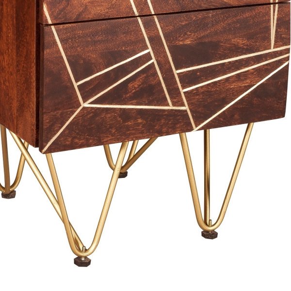 Dark Gold 2 Drawer Side Table - Image 3