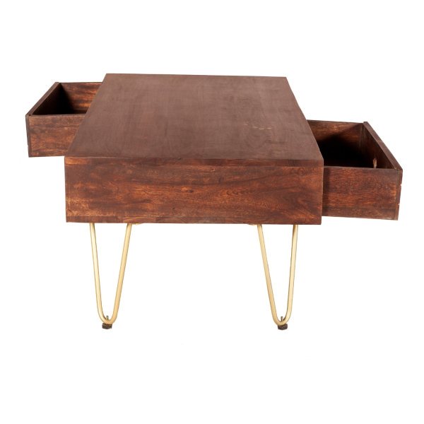 Dark Gold Rectangular Coffee Table with Drawer - Image 5