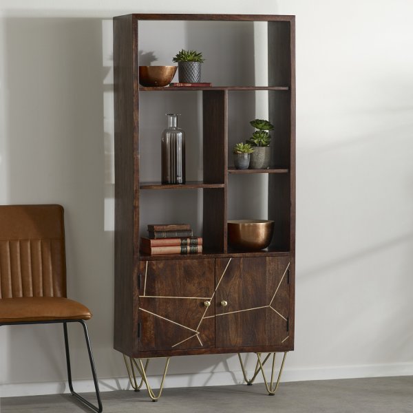 Dark Gold Large Bookcase 2 Door - Image 6