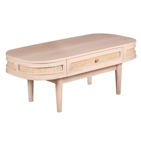 Valencia Cane & Mango Wood 1 Drawer Coffee Table - Image 2