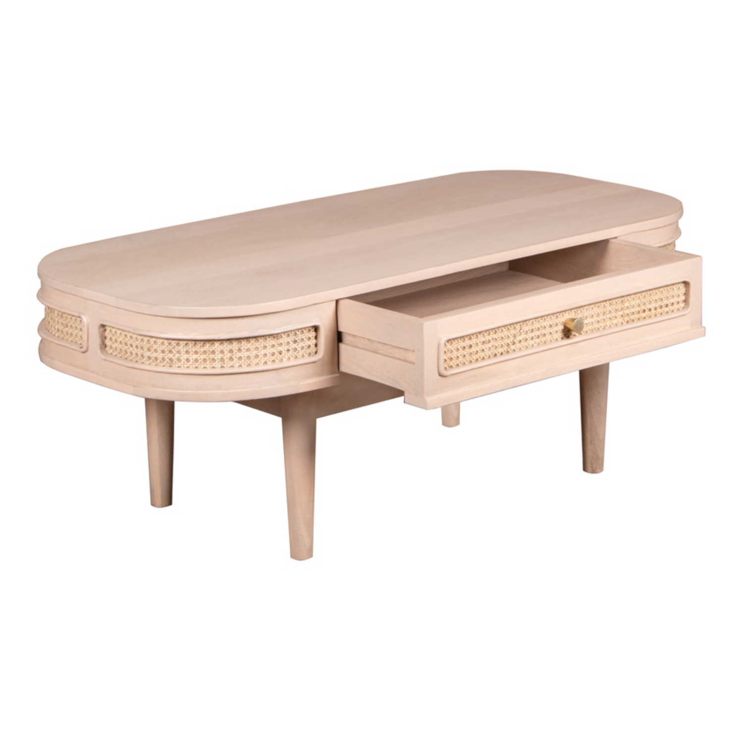 Valencia Cane & Mango Wood 1 Drawer Coffee Table - Image 3