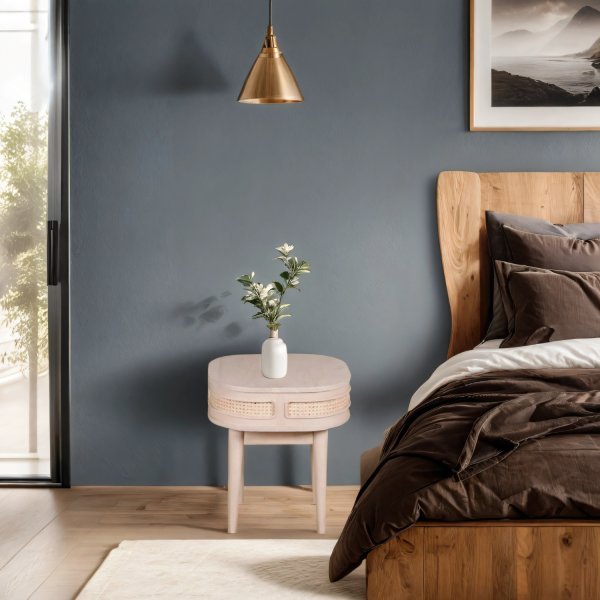 Valencia Cane & Mango Wood Bedside Table - Image 5
