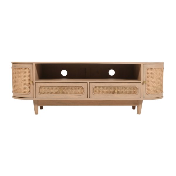 Valencia Cane & Mango Wood 2 Drawers TV Cabinet - Image 4