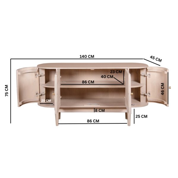 Valencia Cane & Mango Wood 4 Doors Sideboard - Image 5