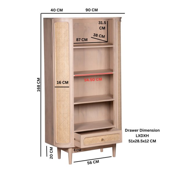 Valencia Cane & Mango Wood Bookcase - Image 4