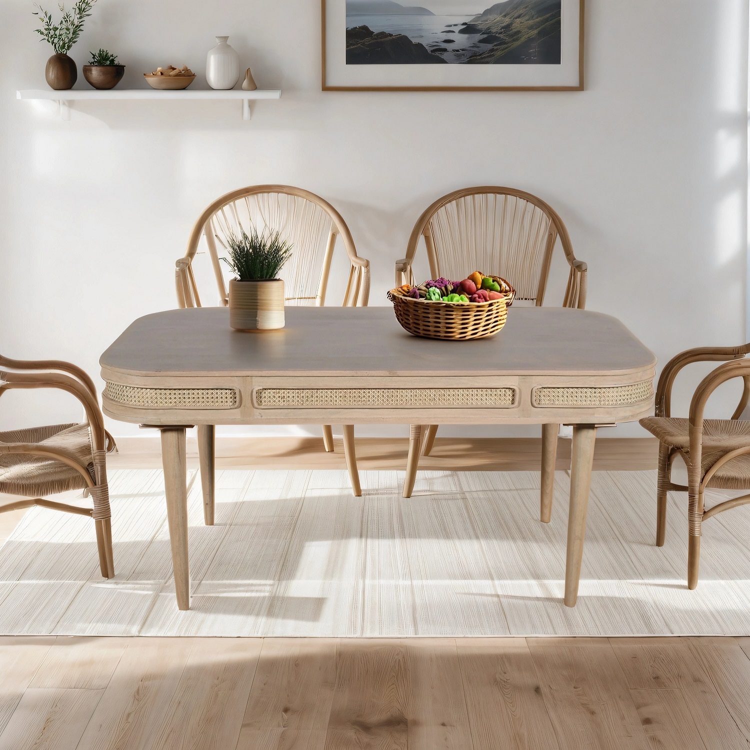 Valencia Cane & Mango Wood Dining Table - Image 5