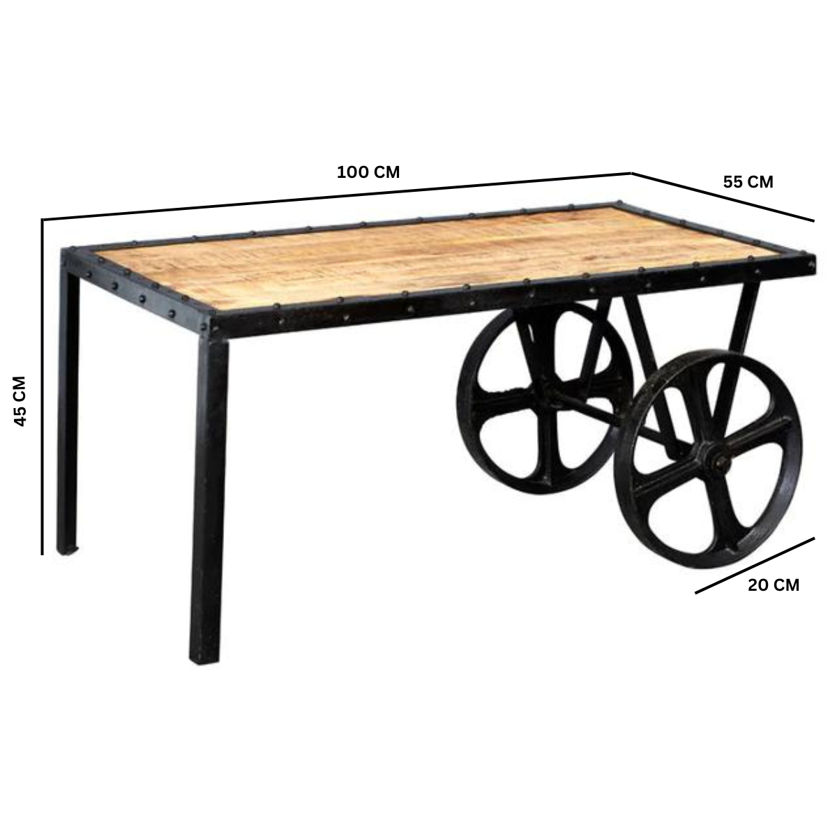 Cosmo Industrial Cart Coffee Table - Image 3