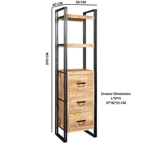 Cosmo Industrial Slim Bookcase - Image 4