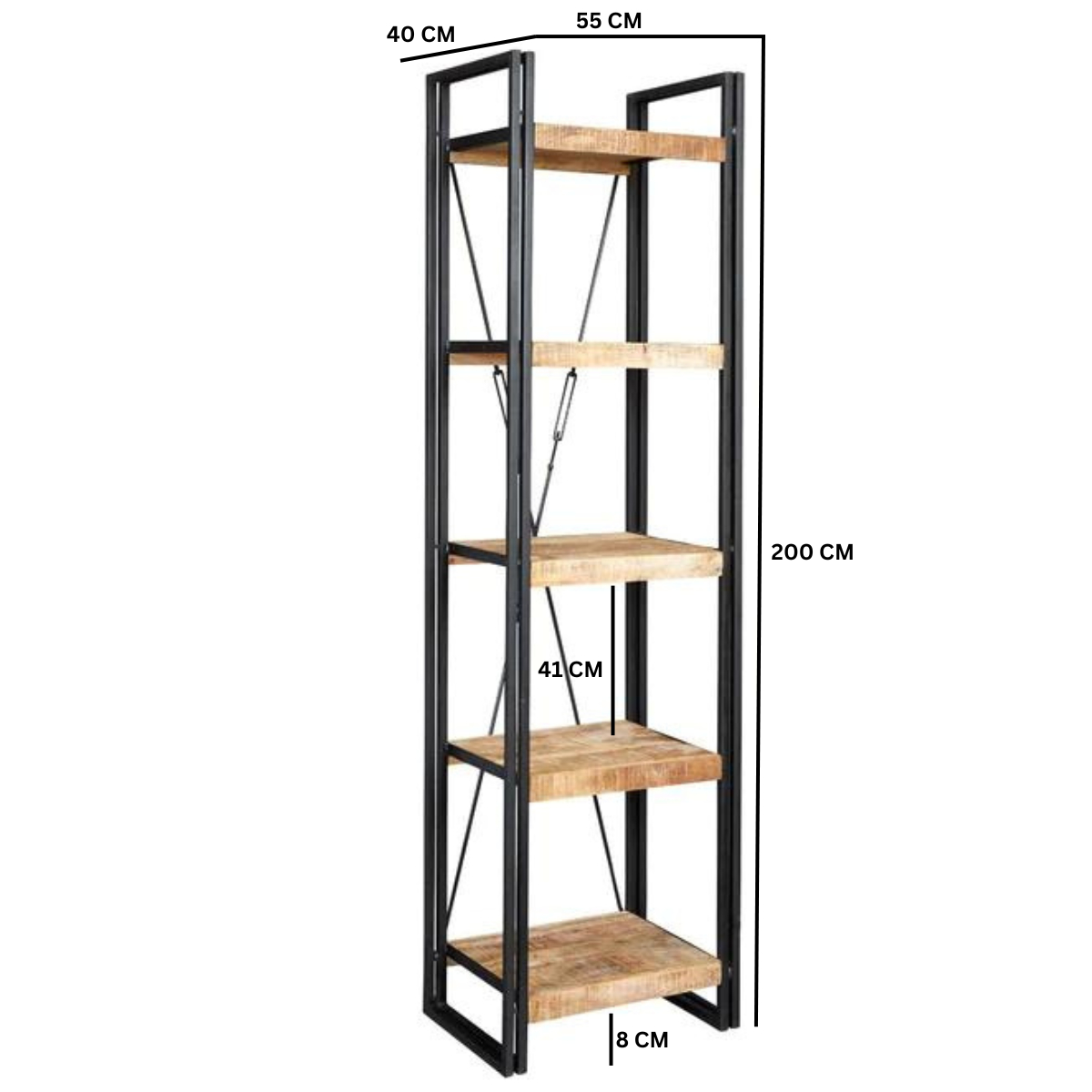 Cosmo Industrial Slim Open Bookcase - Image 3