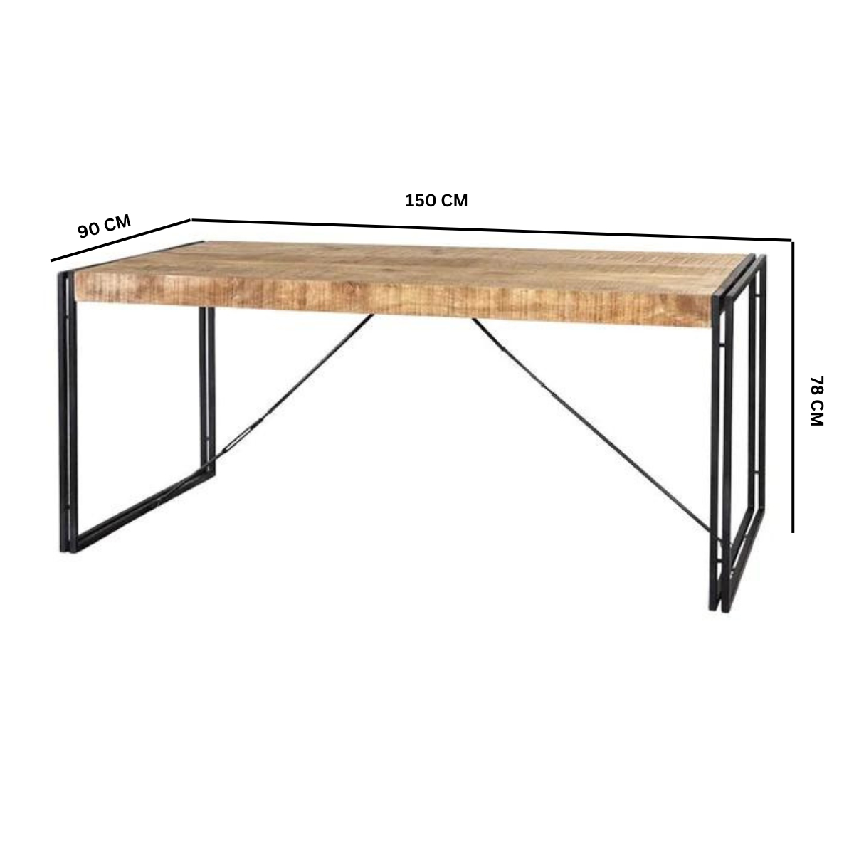 Cosmo Industrial Metal & Wood Dining Table - Medium - Image 3