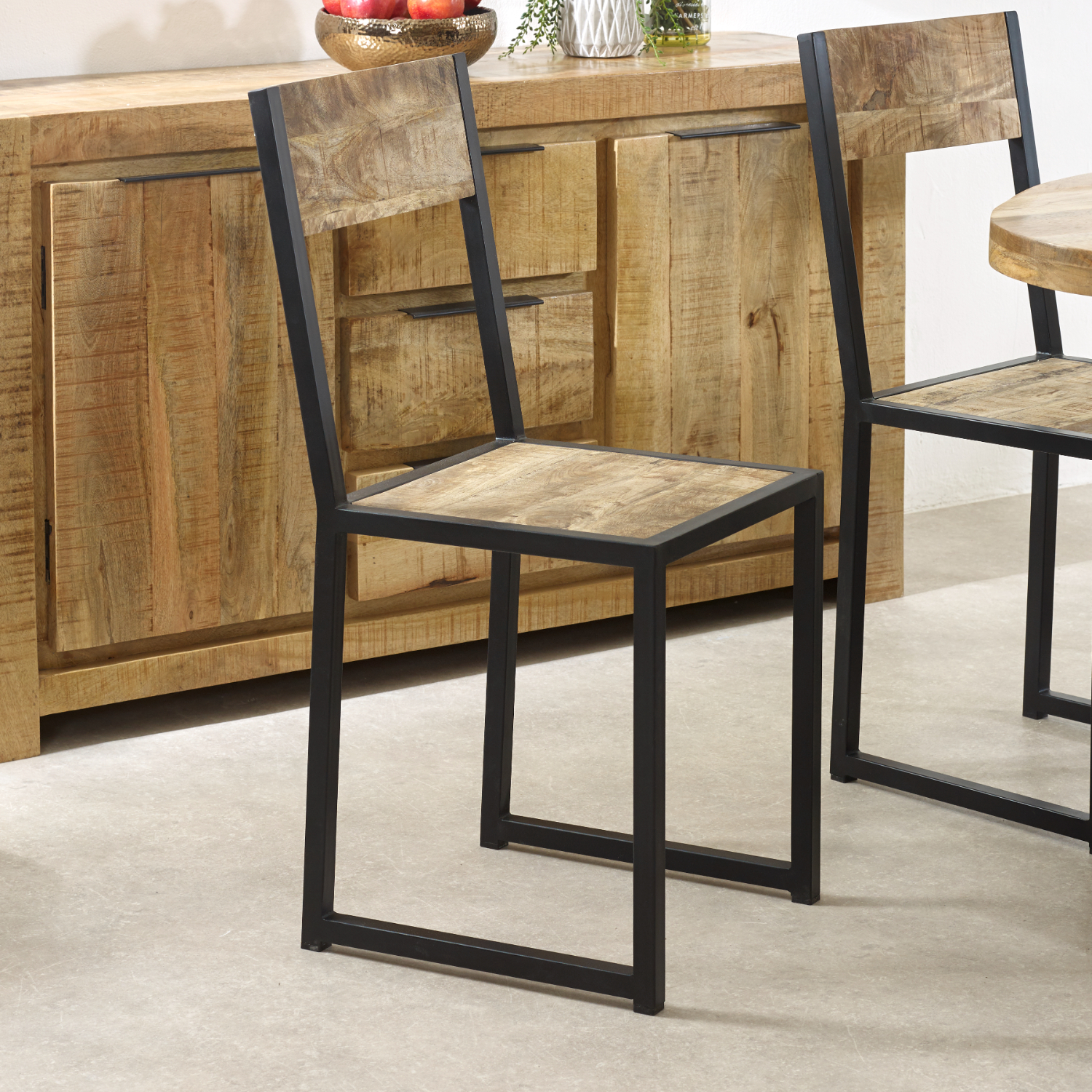 Cosmo Industrial Metal & Wood Dining Chair (Sold in Pairs) - Image 6