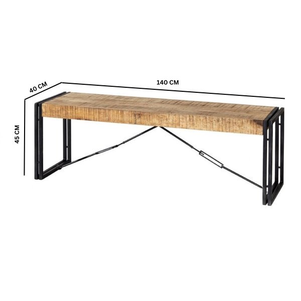 Cosmo Industrial Metal & Wood Bench - Image 3