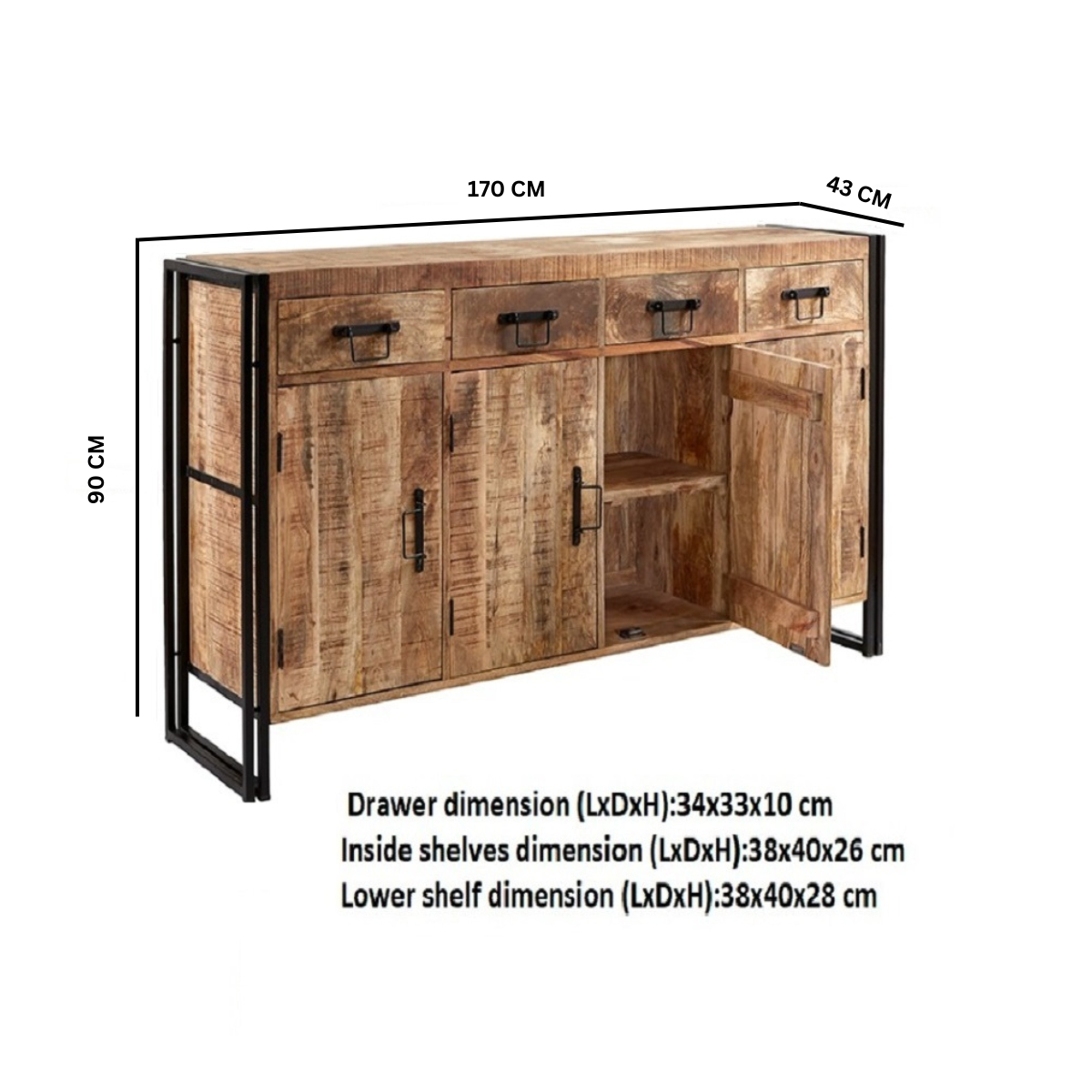 Cosmo Industrial Extra Large Sideboard - Image 3