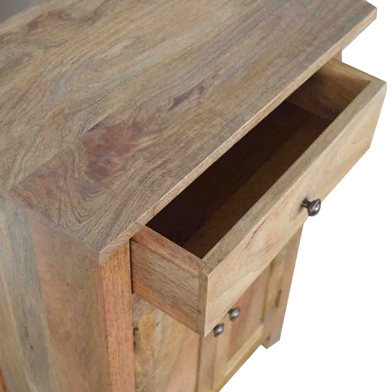 Solid Mango Wood Oak Finished 2 Door Cabinet - Image 5