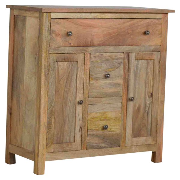 Solid Mango Wood Oak Finished 3 Drawer 2 Door Country Console - Image 3